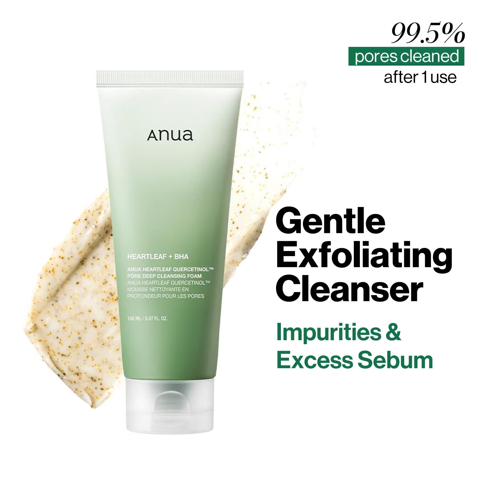 Anua Heartleaf Quercetinol Pore Deep Cleansing Foam (150ml)